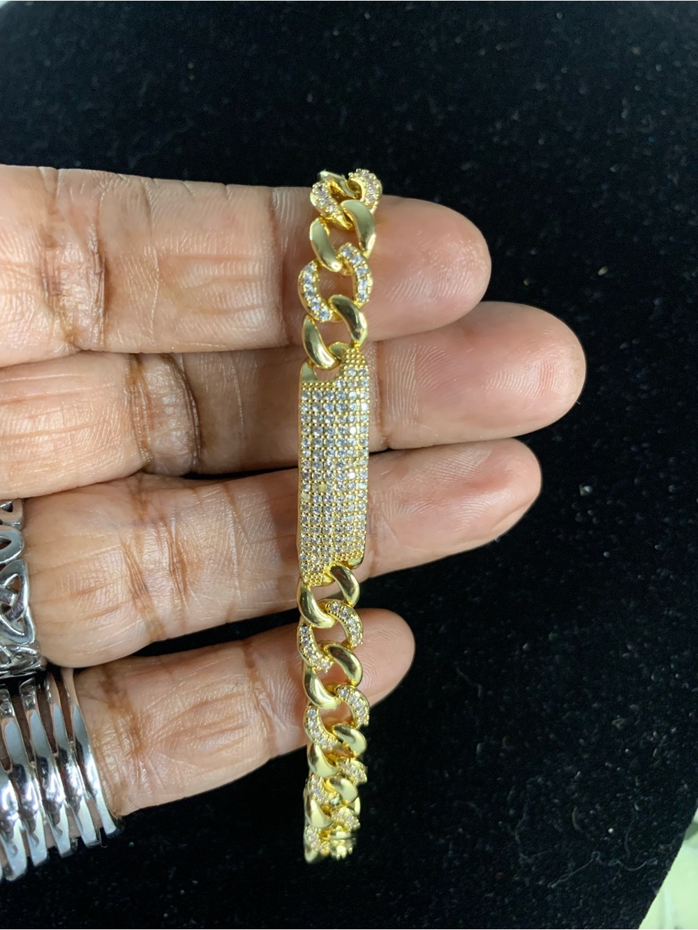 Gold-Tone Pave Cuban CZ Link Bracelet - Women Jewelry